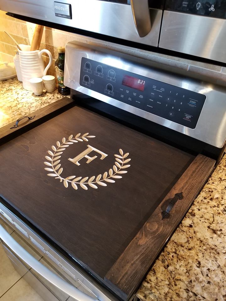 Wooden Stovetop Cover Noodle Board. Engraved Oven Cover. Shop Now!