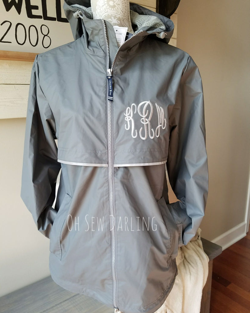 Lilly Circle Monogrammed Women's New Englander Rain Jacket - Sunny